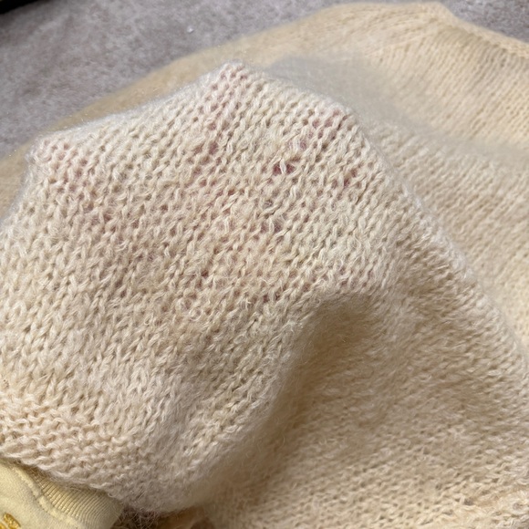 Vintage 50s 60s Handmade Floral Embroidered Cream Cardigan Sweater from Italy - Picture 9 of 9